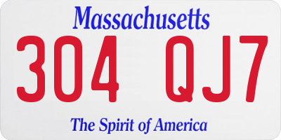 MA license plate 304QJ7