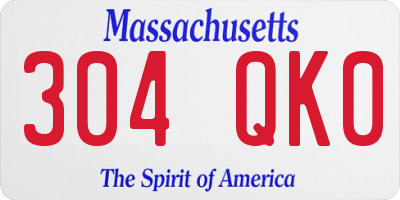 MA license plate 304QK0