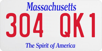 MA license plate 304QK1