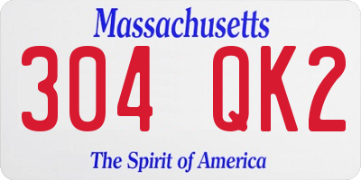 MA license plate 304QK2