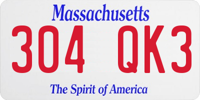 MA license plate 304QK3