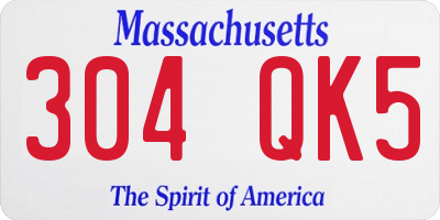 MA license plate 304QK5