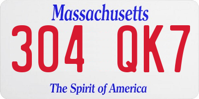 MA license plate 304QK7