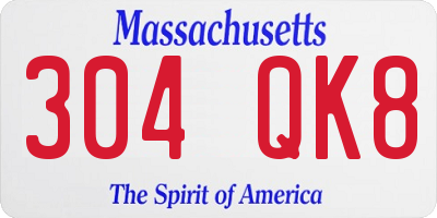 MA license plate 304QK8