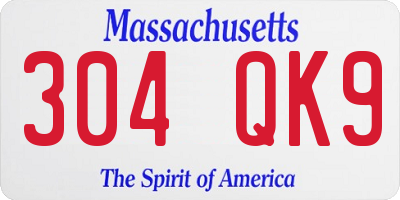 MA license plate 304QK9