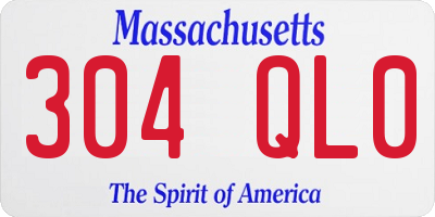 MA license plate 304QL0