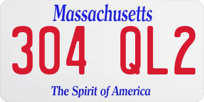 MA license plate 304QL2