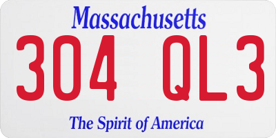 MA license plate 304QL3