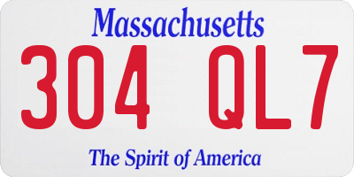 MA license plate 304QL7