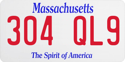 MA license plate 304QL9