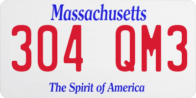 MA license plate 304QM3