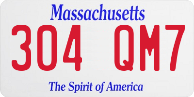 MA license plate 304QM7
