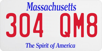 MA license plate 304QM8