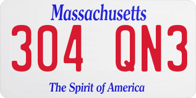 MA license plate 304QN3