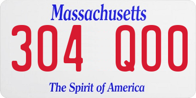 MA license plate 304QO0