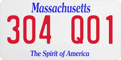 MA license plate 304QO1