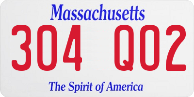 MA license plate 304QO2