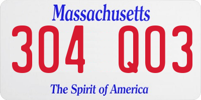 MA license plate 304QO3