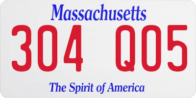 MA license plate 304QO5