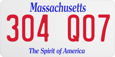 MA license plate 304QO7