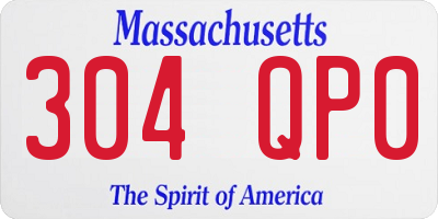 MA license plate 304QP0
