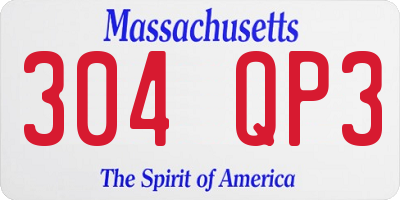 MA license plate 304QP3
