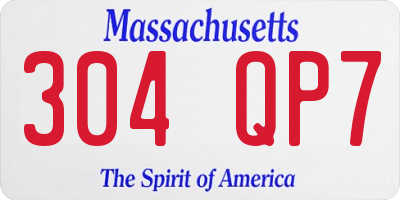 MA license plate 304QP7