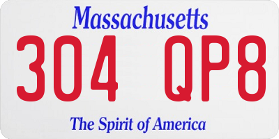 MA license plate 304QP8