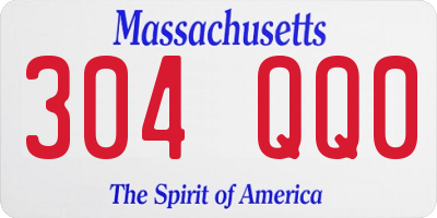 MA license plate 304QQ0