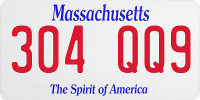 MA license plate 304QQ9