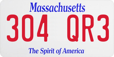 MA license plate 304QR3