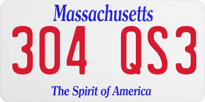 MA license plate 304QS3
