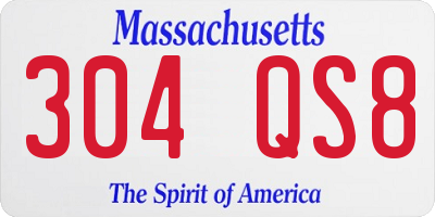 MA license plate 304QS8