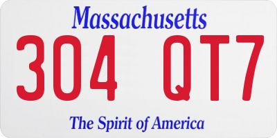 MA license plate 304QT7