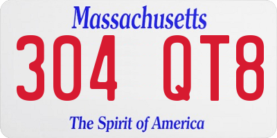 MA license plate 304QT8