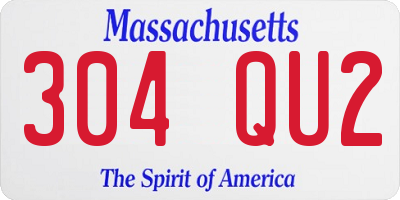 MA license plate 304QU2