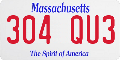 MA license plate 304QU3