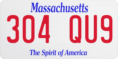MA license plate 304QU9