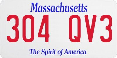 MA license plate 304QV3