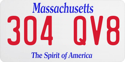 MA license plate 304QV8