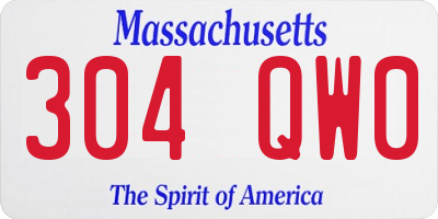 MA license plate 304QW0