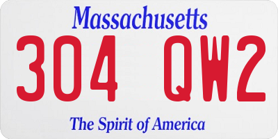 MA license plate 304QW2