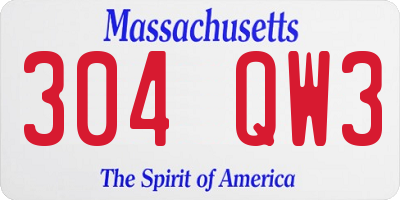 MA license plate 304QW3