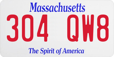 MA license plate 304QW8