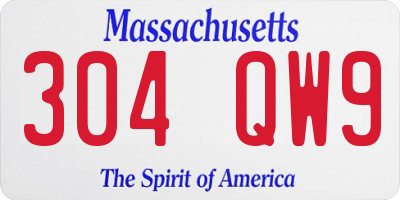 MA license plate 304QW9