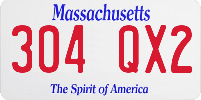 MA license plate 304QX2