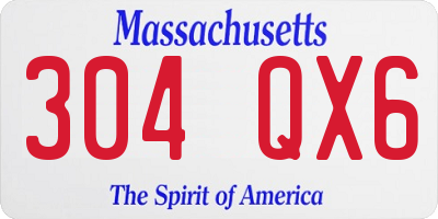 MA license plate 304QX6