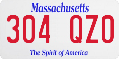 MA license plate 304QZ0