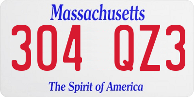 MA license plate 304QZ3