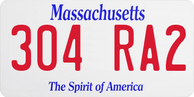 MA license plate 304RA2